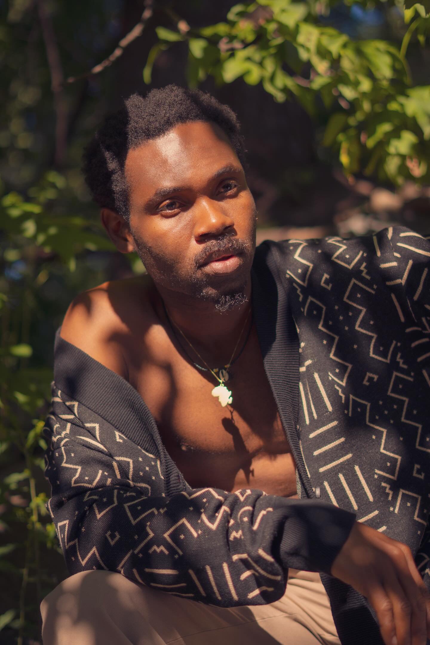 Black Bogolan knitted Cardigan