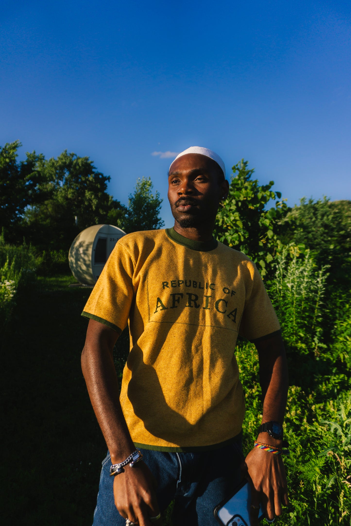 Republic Of Africa Yellow Short Sleeve Knitwear