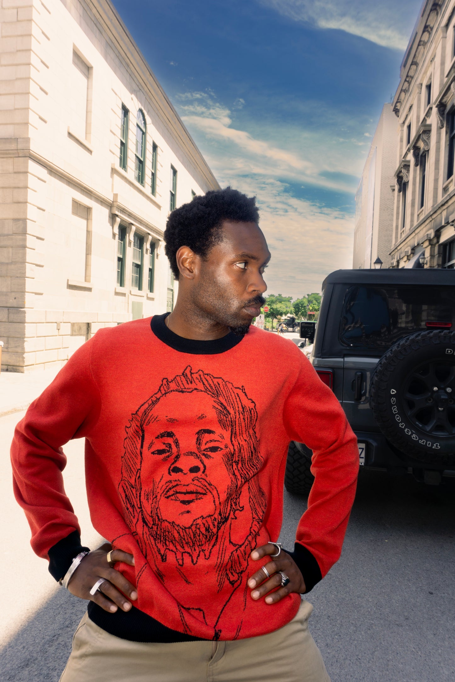 Dedan Kimathi Red Long Sleeve Knitted Sweater