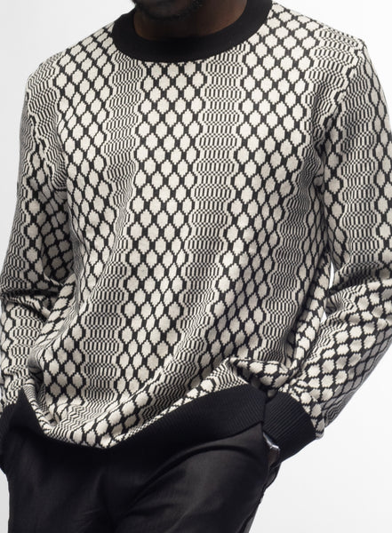 Knitwear: Black & White kente